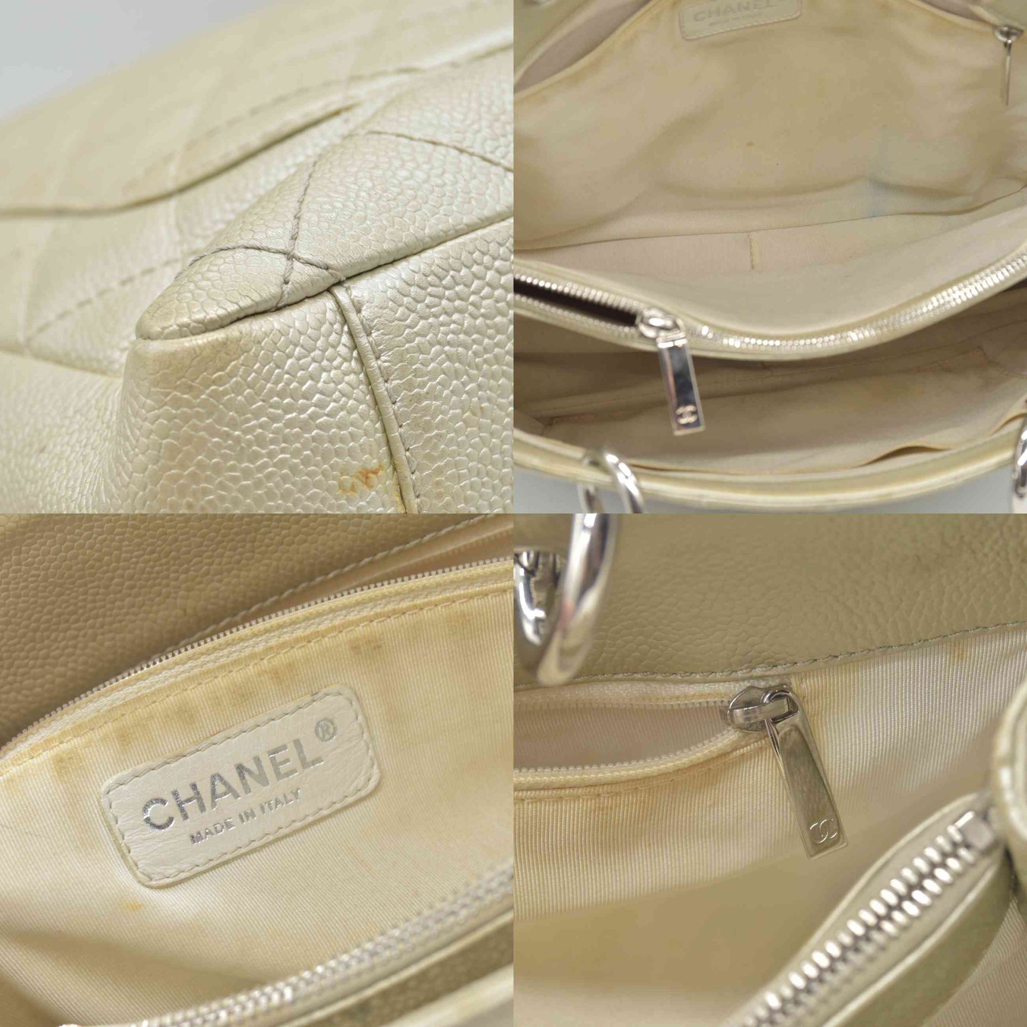 $2900 2006 Chanel Caviar Grand Shopping Tote GST Light Gold