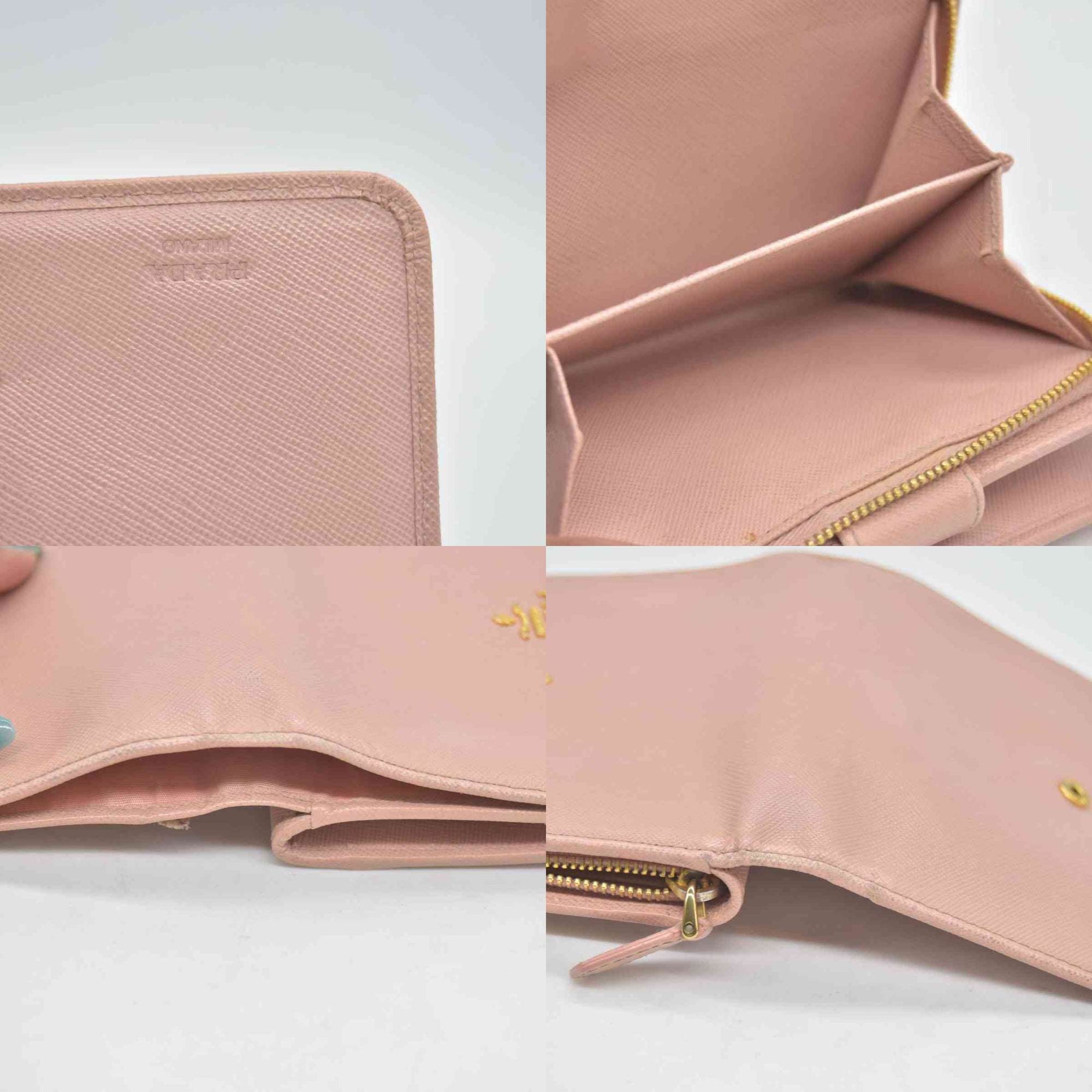 $650 PRADA Saffiano Compact Wallet Pink CONSIGNMENT