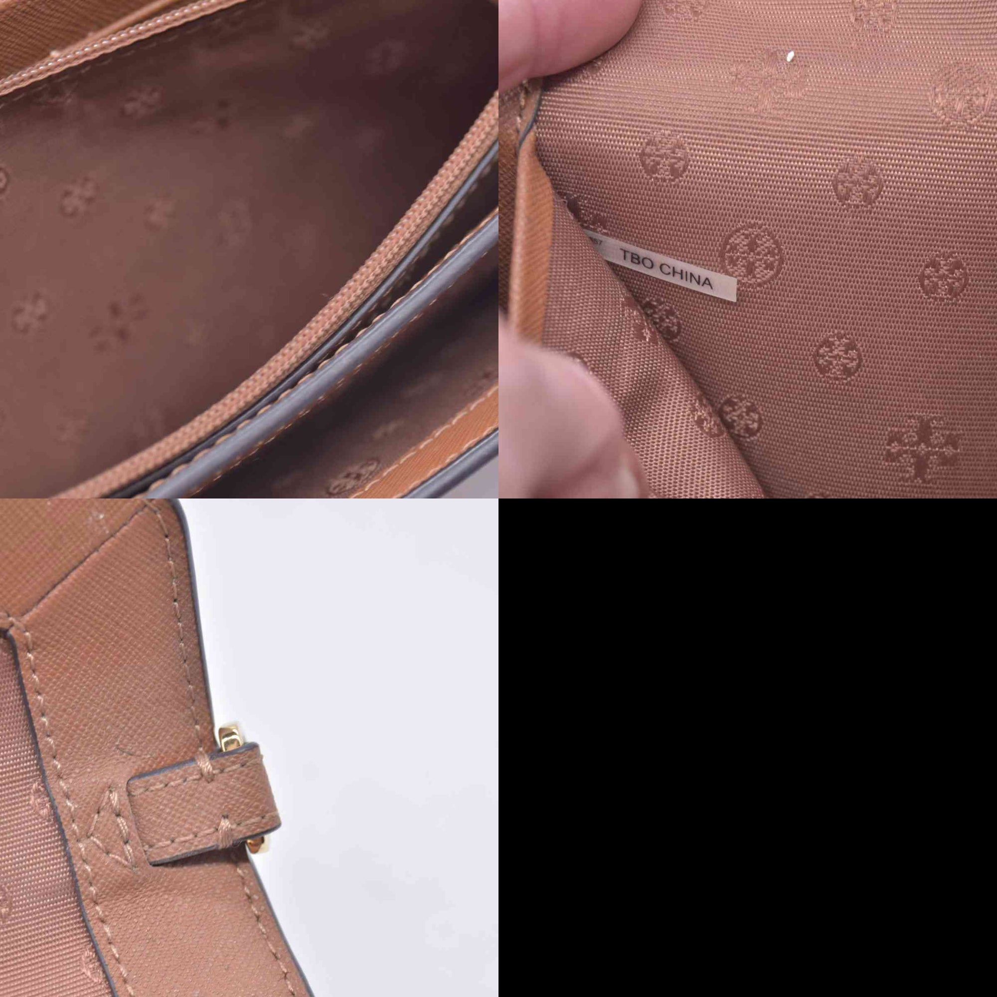 $298 TORY BURCH Envelope Saffiano Leather Crossbody Wallet on Chain Tan CONSIGNMENT 10021423