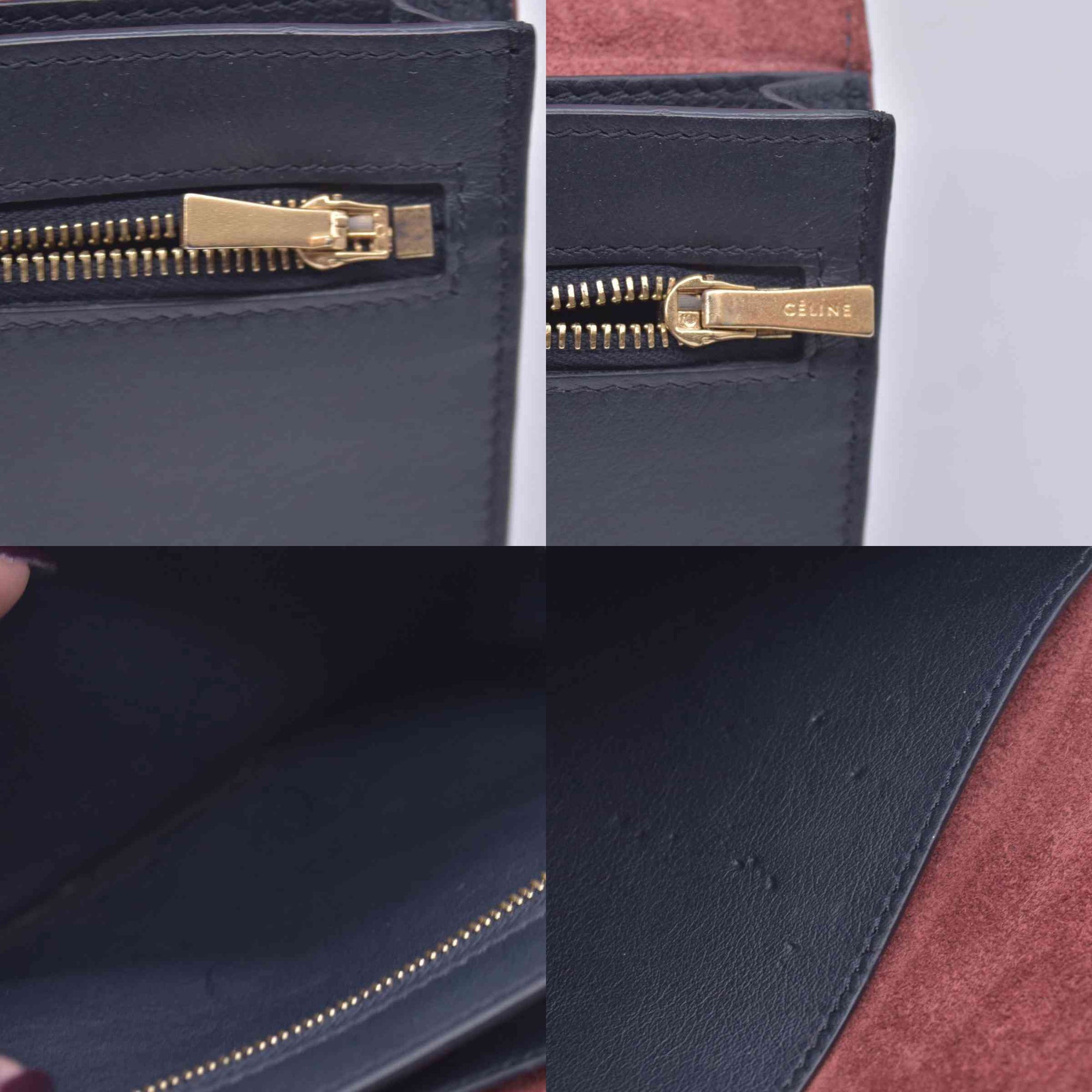 $790 CELINE Drummed Calfskin Large Strap Multifunction Wallet CONSIGNMENT 10021572