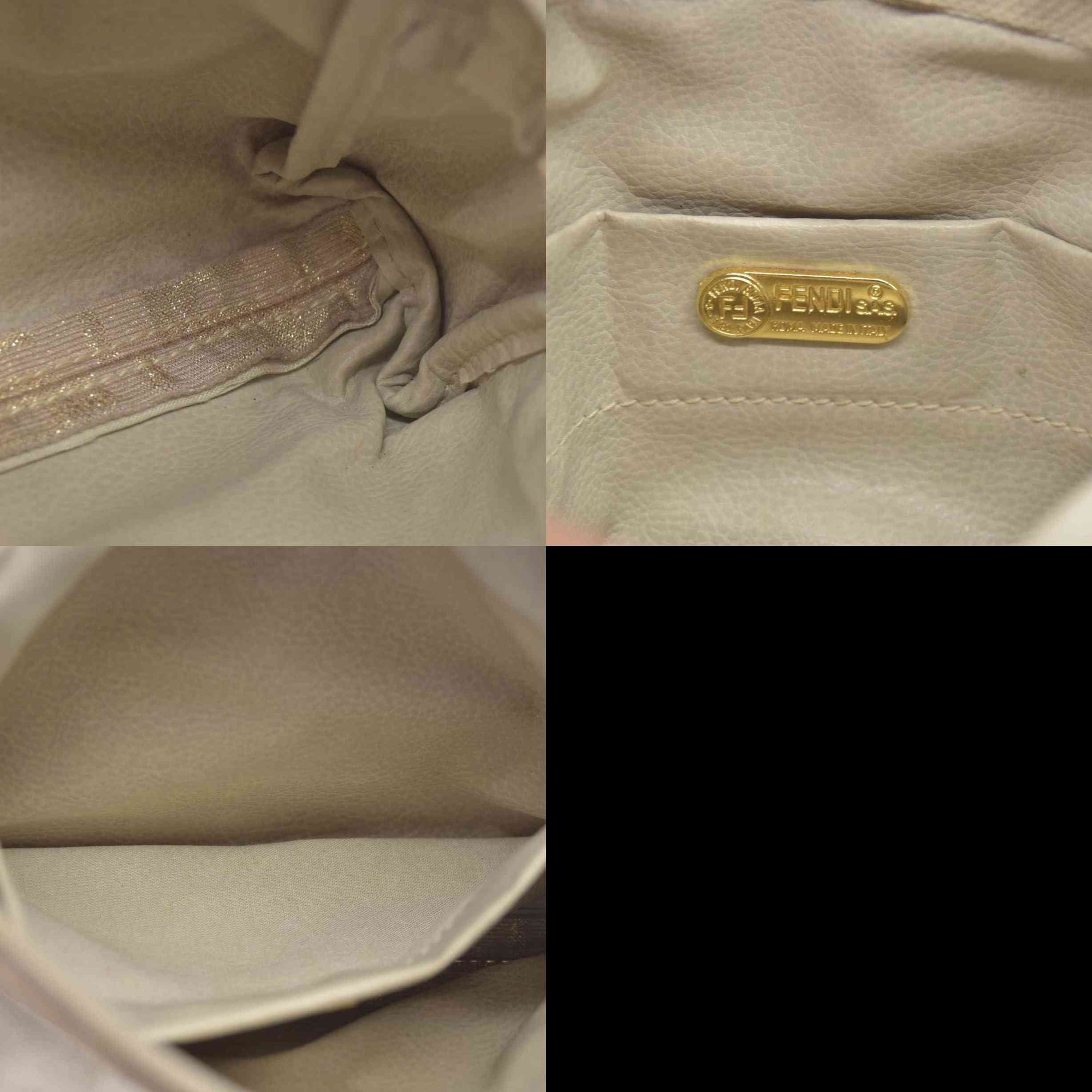 $1075 FENDI Chain Zucca Canvas Shoulder Bag Beige