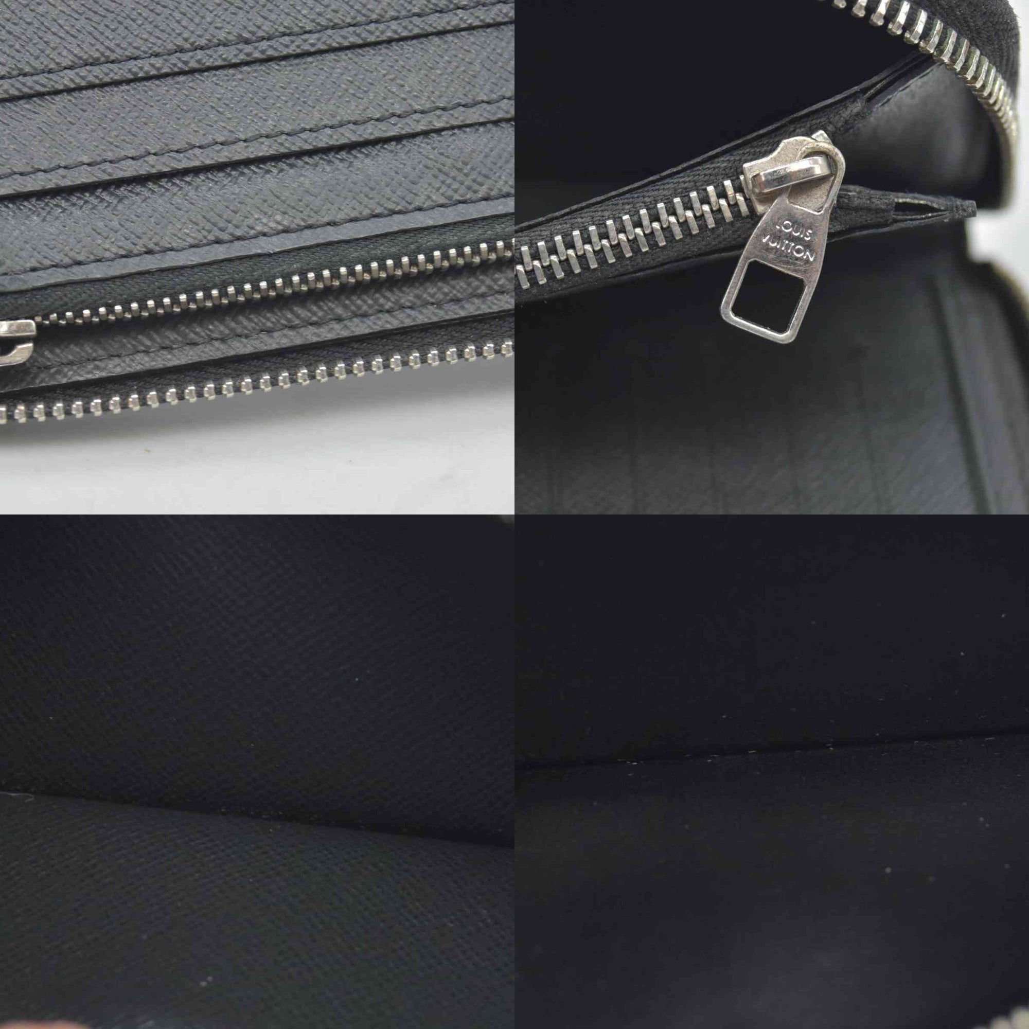 LOUIS VUITTON Zippy Wallet Vertical Purse black Taiga CONSIGNMENT