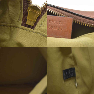 AUCTION $1450 Gucci  Vintage Canvas Web Shoulder Bag Sand Cuir