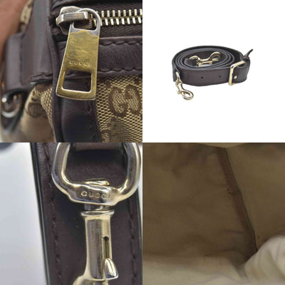 $1350 Gucci Monogram Selleria Calfskin Vintage Web Medium Boston Dark Brown