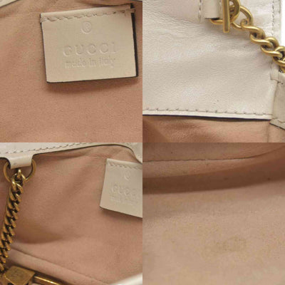 Gucci Super Mini Marmont Leather Shoulder Bag White GG Crossbody $1400