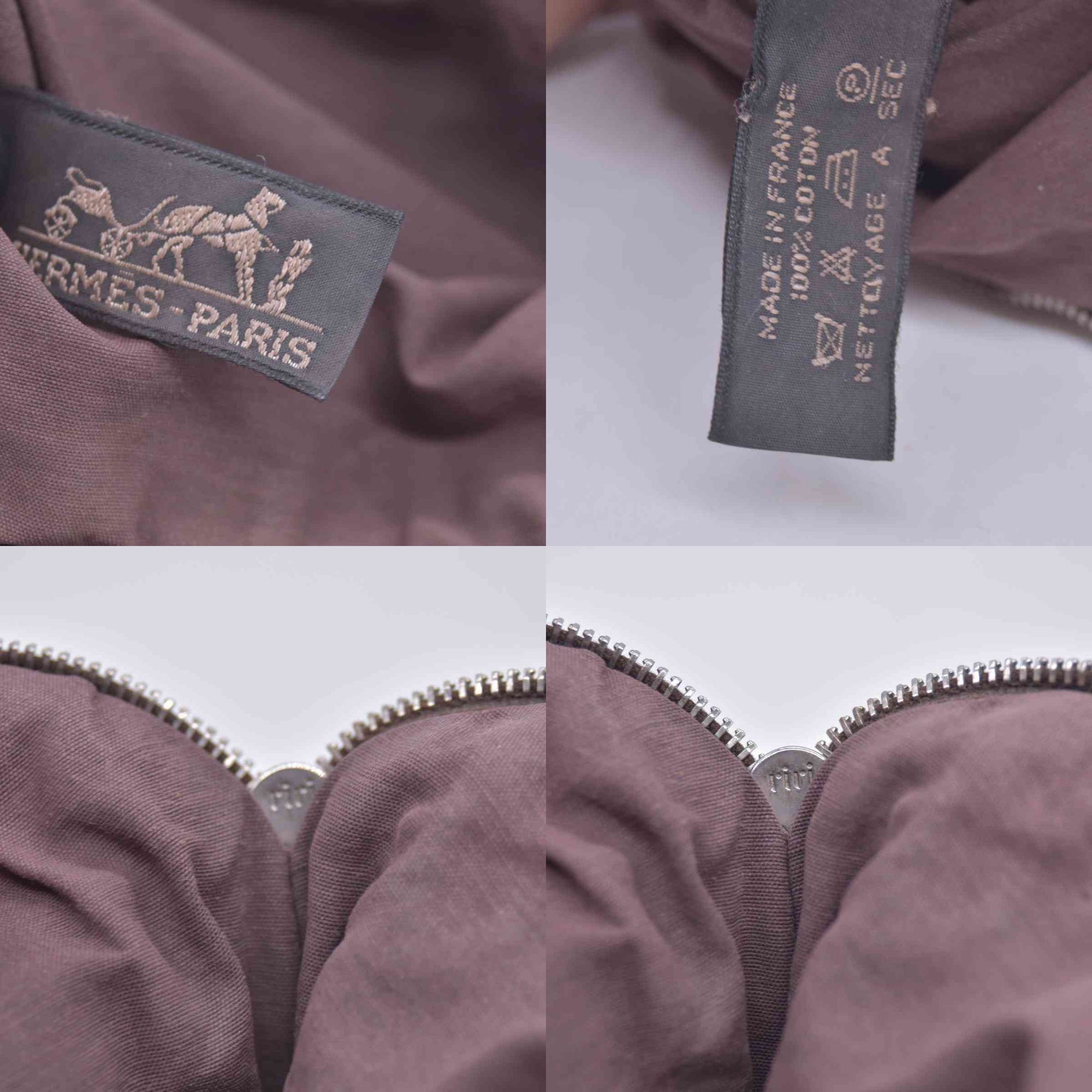 $520 HERMES Cotton Canvas Bolide MM Cosmetic Pouch Brown CONSIGNMENT 10021211