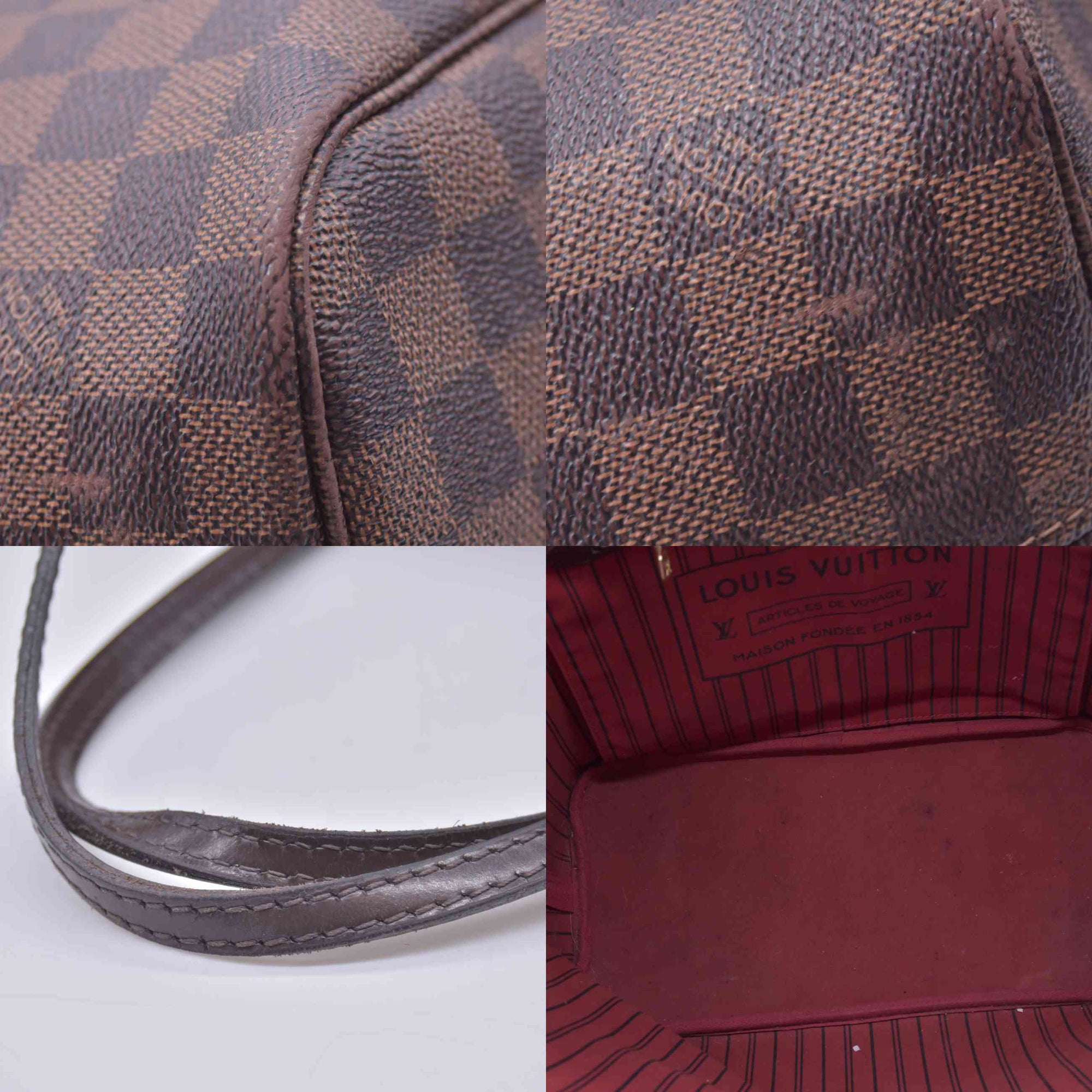 $2240 2018 Louis Vuitton Damier Ebene Neverfull MM with Pouch AR4188 10020399