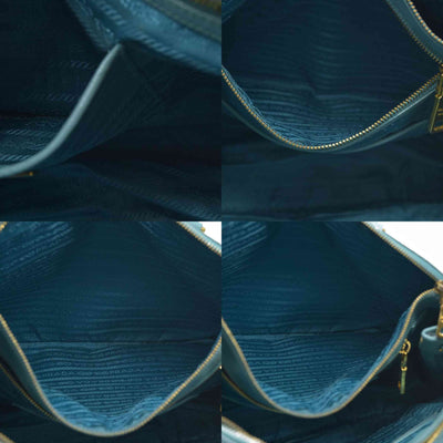 $4600 Prada Medium Saffiano Lux Galleria Double Zip Tote Teal