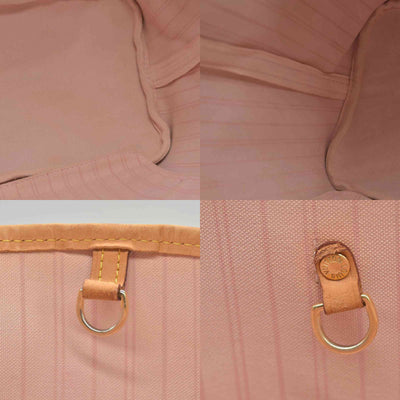 $2170 2019 Louis Vuitton Damier Azur Neverfull MM Rose Ballerine AR4109