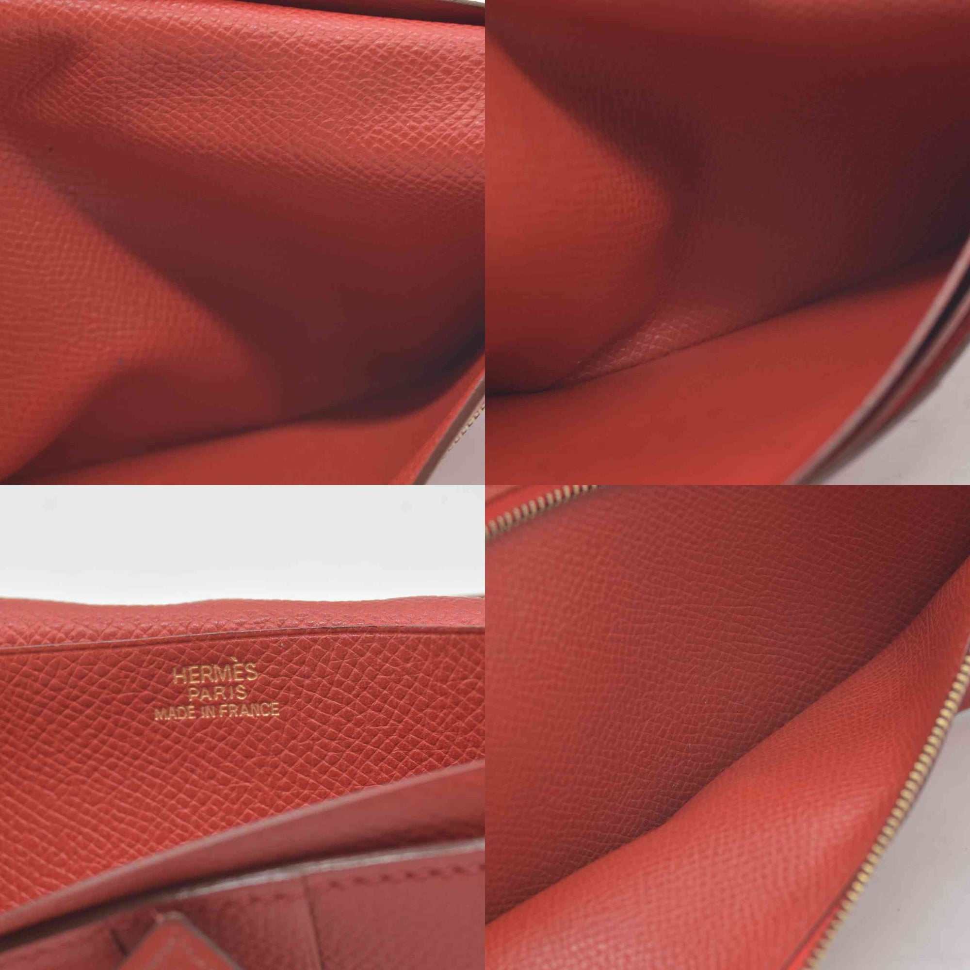 $4100 Hermes Epsom Bearn Gusset Wallet Rouge