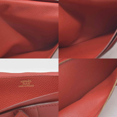 $4100 Hermes Epsom Bearn Gusset Wallet Rouge