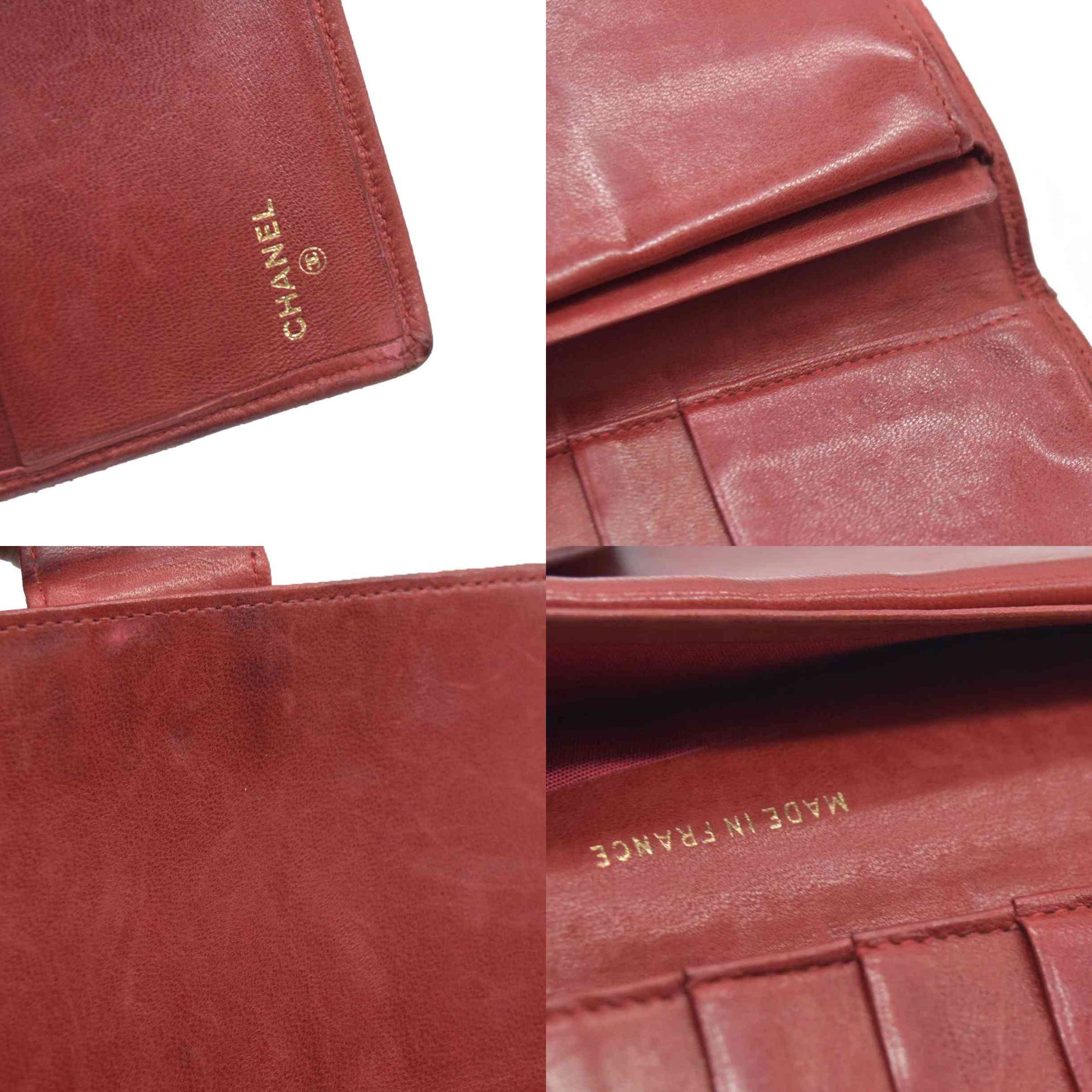 Chanel Chanel Red Lambskin Bicolore Wallet