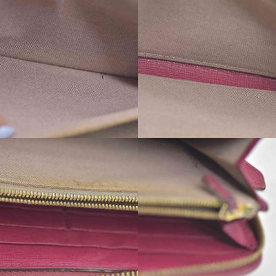 $850 Fendi Amarena Vitello Elite Leather Zippy Wallet CONSIGNMENT