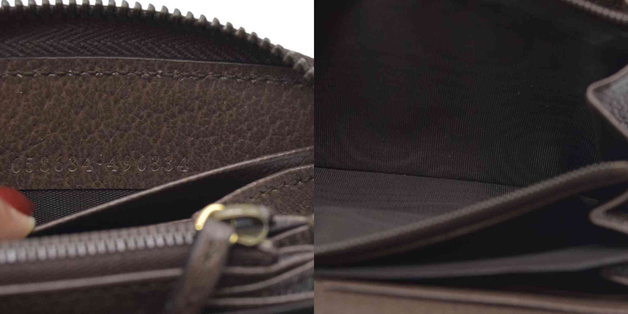 $850 CONSIGNMENT Gucci  Monogram Jumbo GG Textured Dollar Calfskin Diana Zip Around Continental Wallet Camel Ebony New Acero