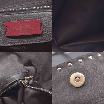 $1850 Valentino Garavani Grained Calfskin Small Rockstud Shoulder Tote Grey 10020672