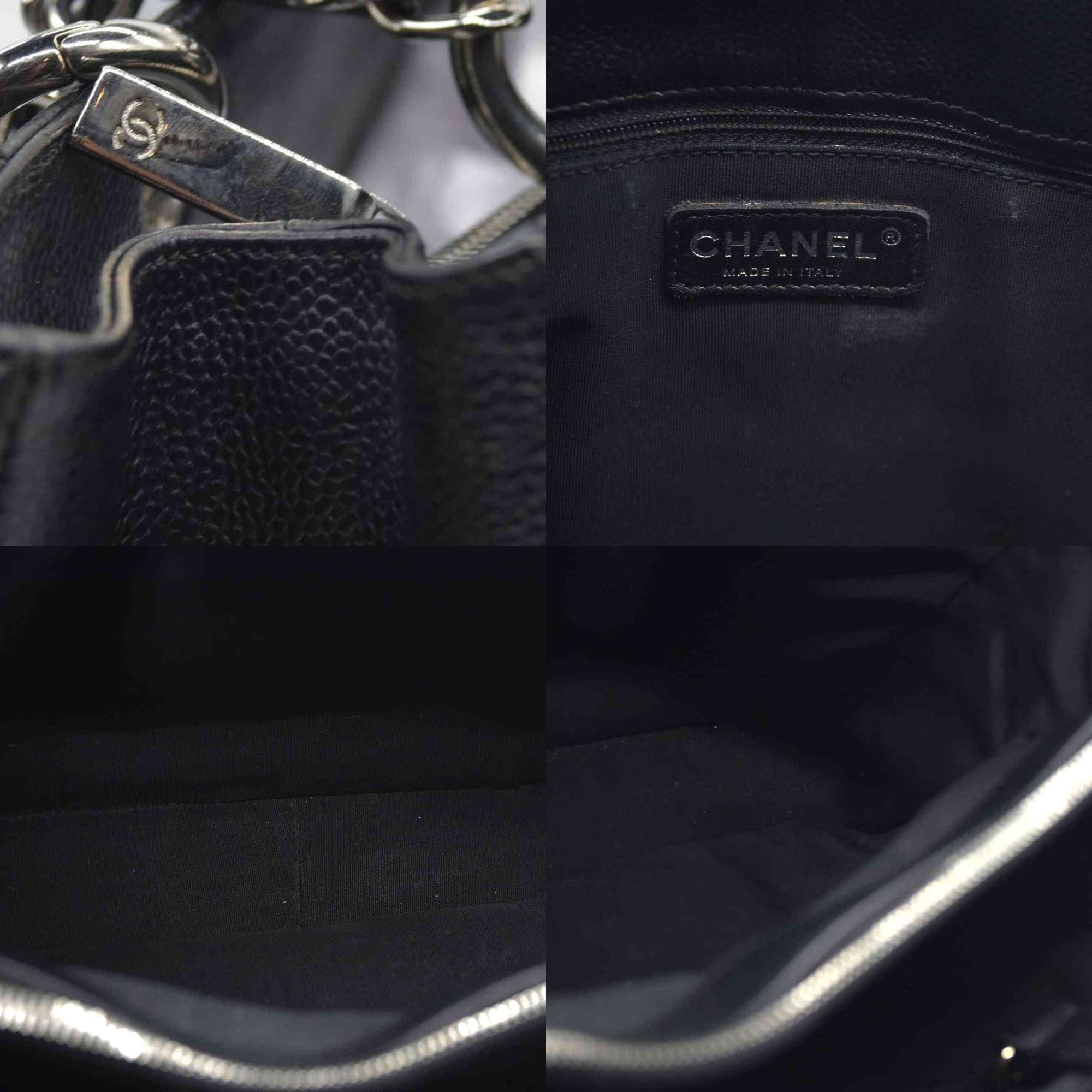 AUCTION $2900 Chanel  Caviar Quilted Grand Shopping Tote GST Black Silver Hardware 2008