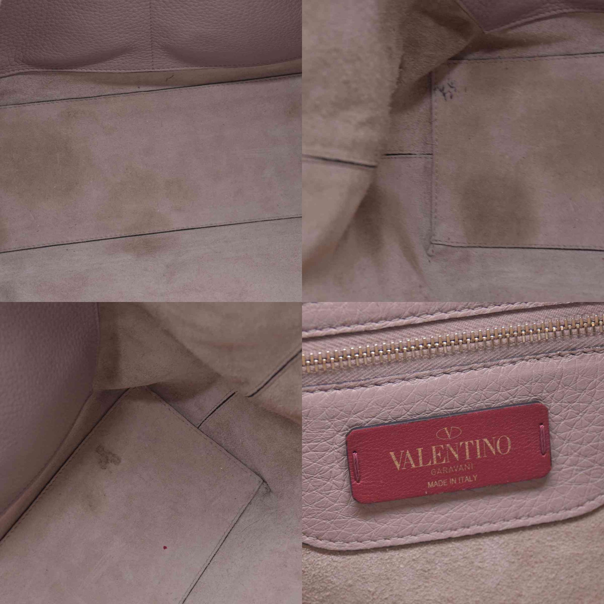 $1850 Valentino Garavani Grained Calfskin Small Rockstud Shoulder Tote Beige