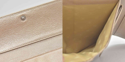$1375 2007 Chanel Gusset Flap Wallet Metallic Gold Trifold Wallet