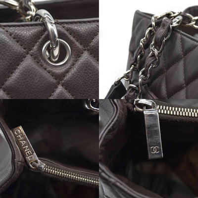 AUCTION $2900 Chanel  Caviar Quilted Grand Shopping Tote GST Brown Silver Hardware 2009