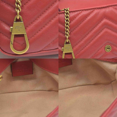 $1550 Gucci Leather Marmont Super Mini Red