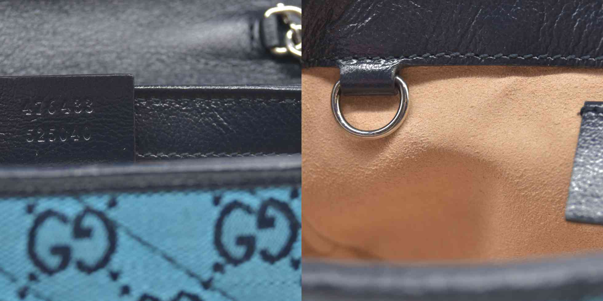 Gucci  Monogram Multicolor Matelasse Diagonal Super Mini GG Marmont Shoulder Bag Light Blue