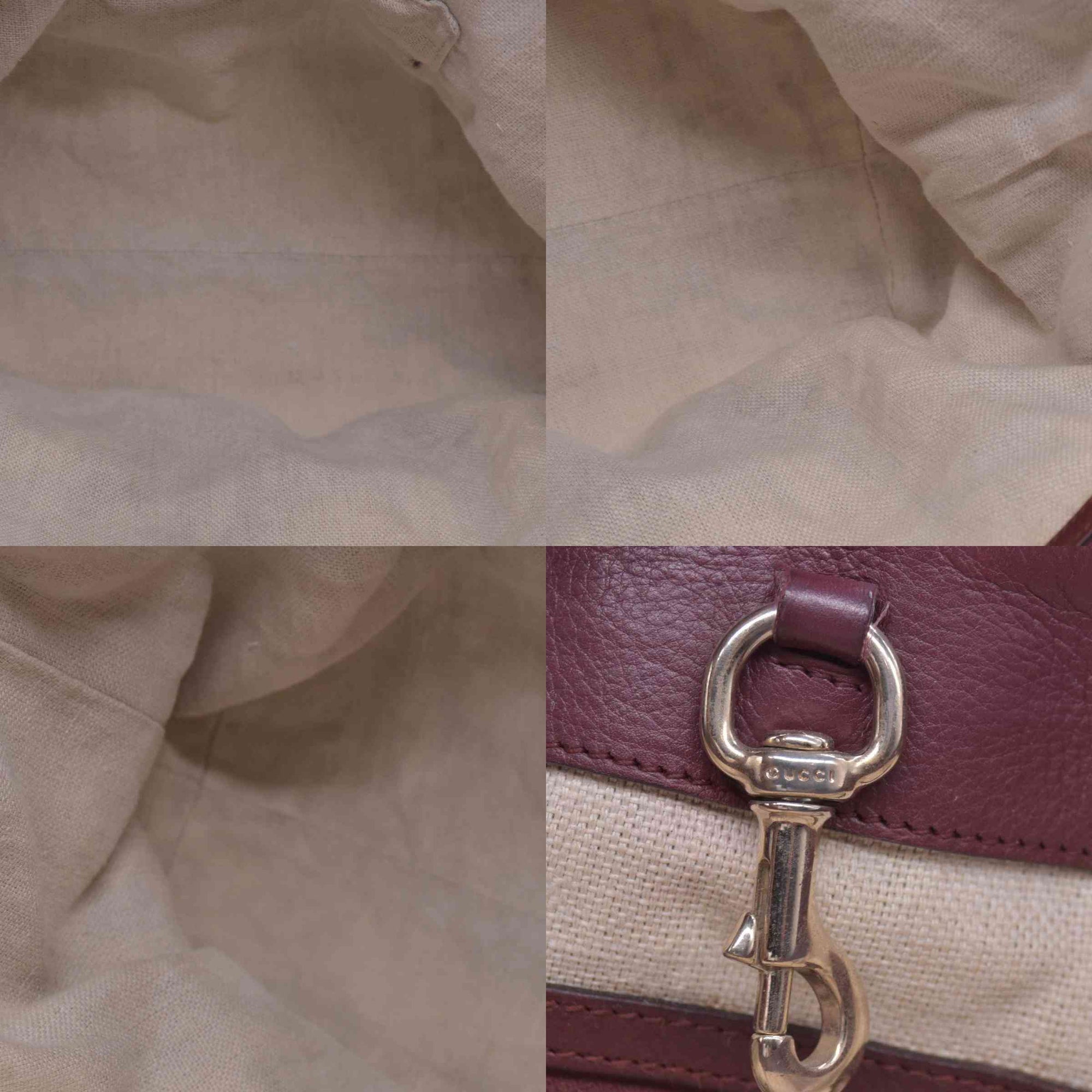 $1250 GUCCI GG Canvas Medium Marcie Tassel Tote Bag Beige Burgundy CONSIGNMENT 10021551