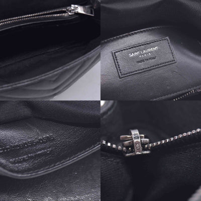 $2750 2016 Saint Laurent Sheepskin Matelasse Chevron Monogram Medium College Bag Black 10021141