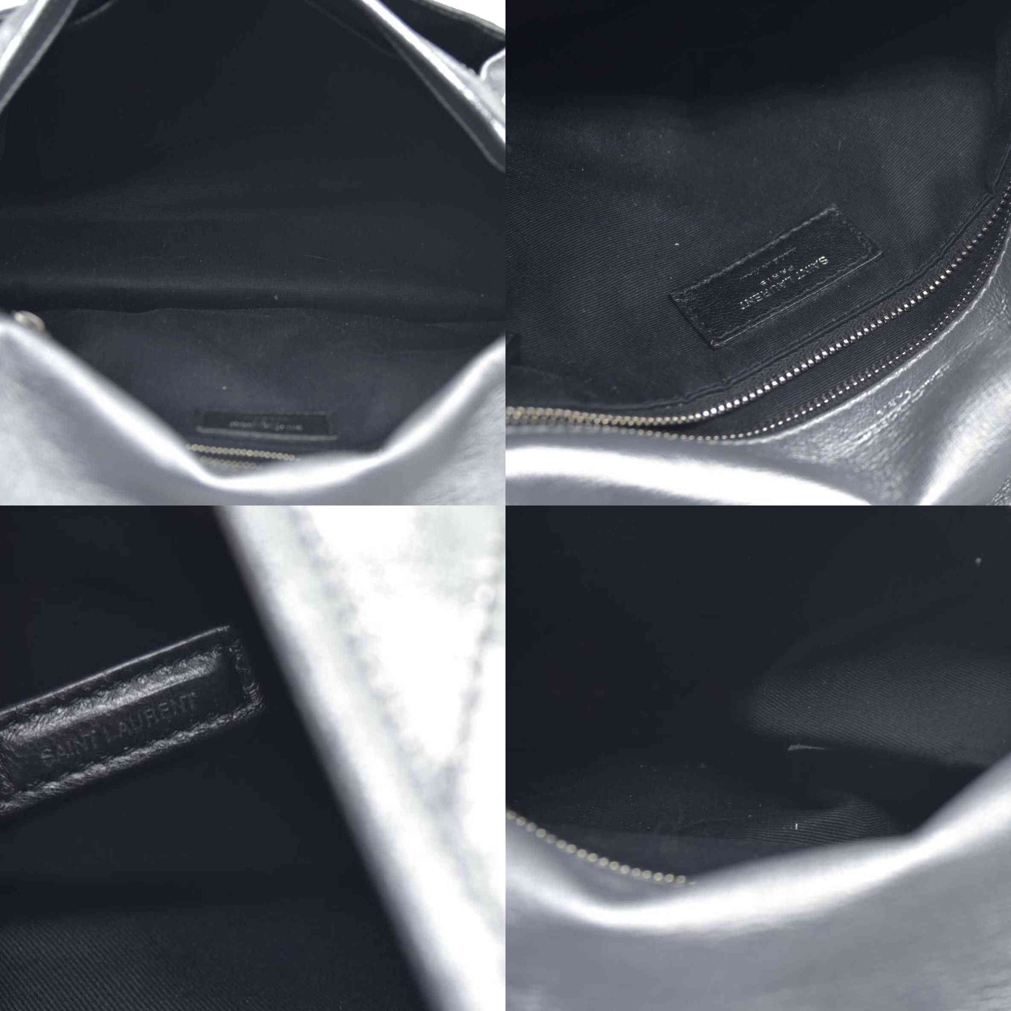 $2590 2019 Saint Laurent Leather Medium Metallic Niki Silver