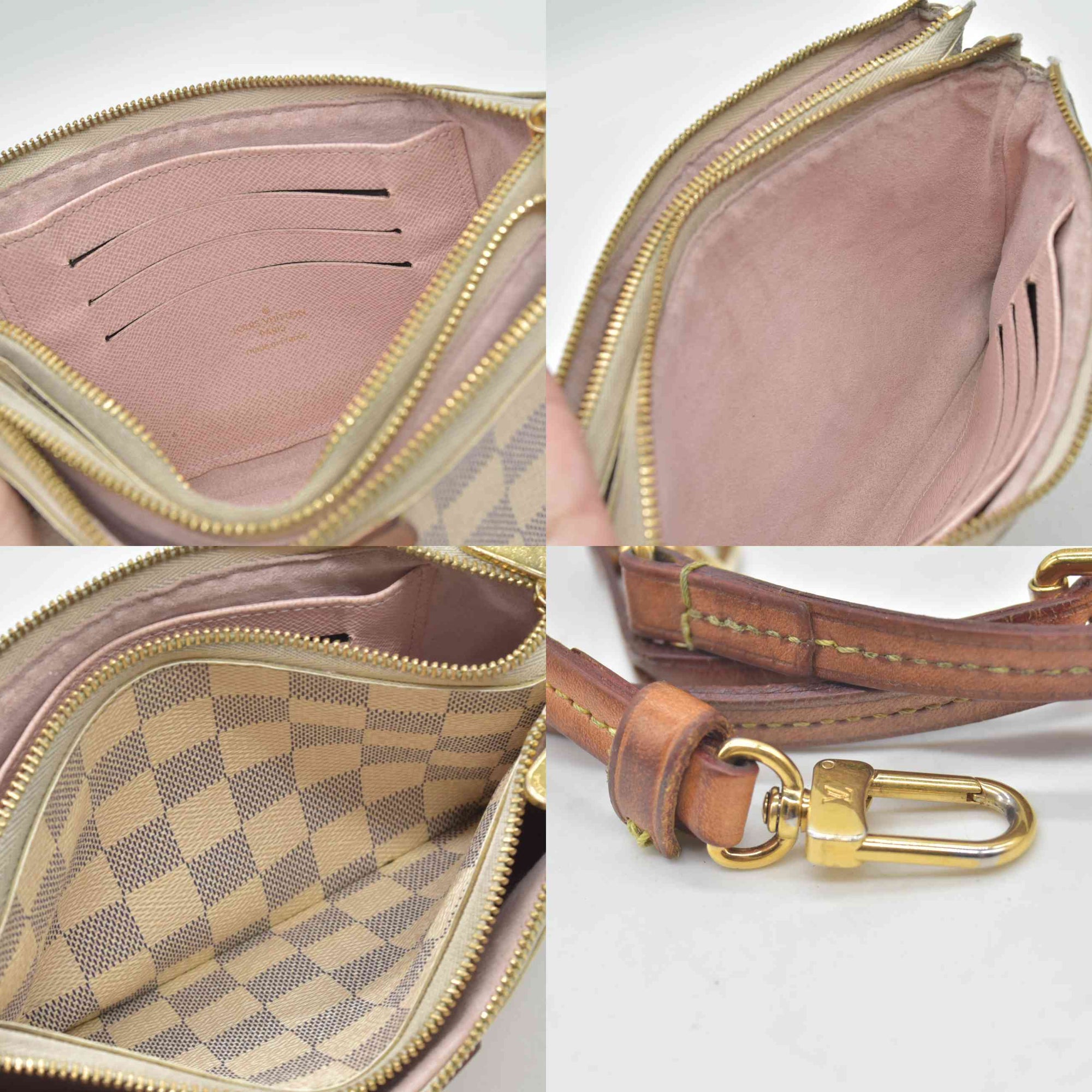$1350 Louis Vuitton Damier Azur Double Zip Pochette 10019517