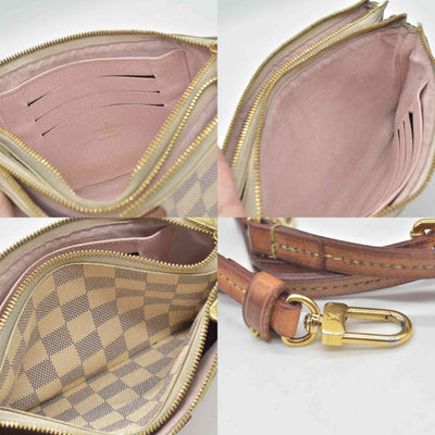$1350 Louis Vuitton Damier Azur Double Zip Pochette 10019517