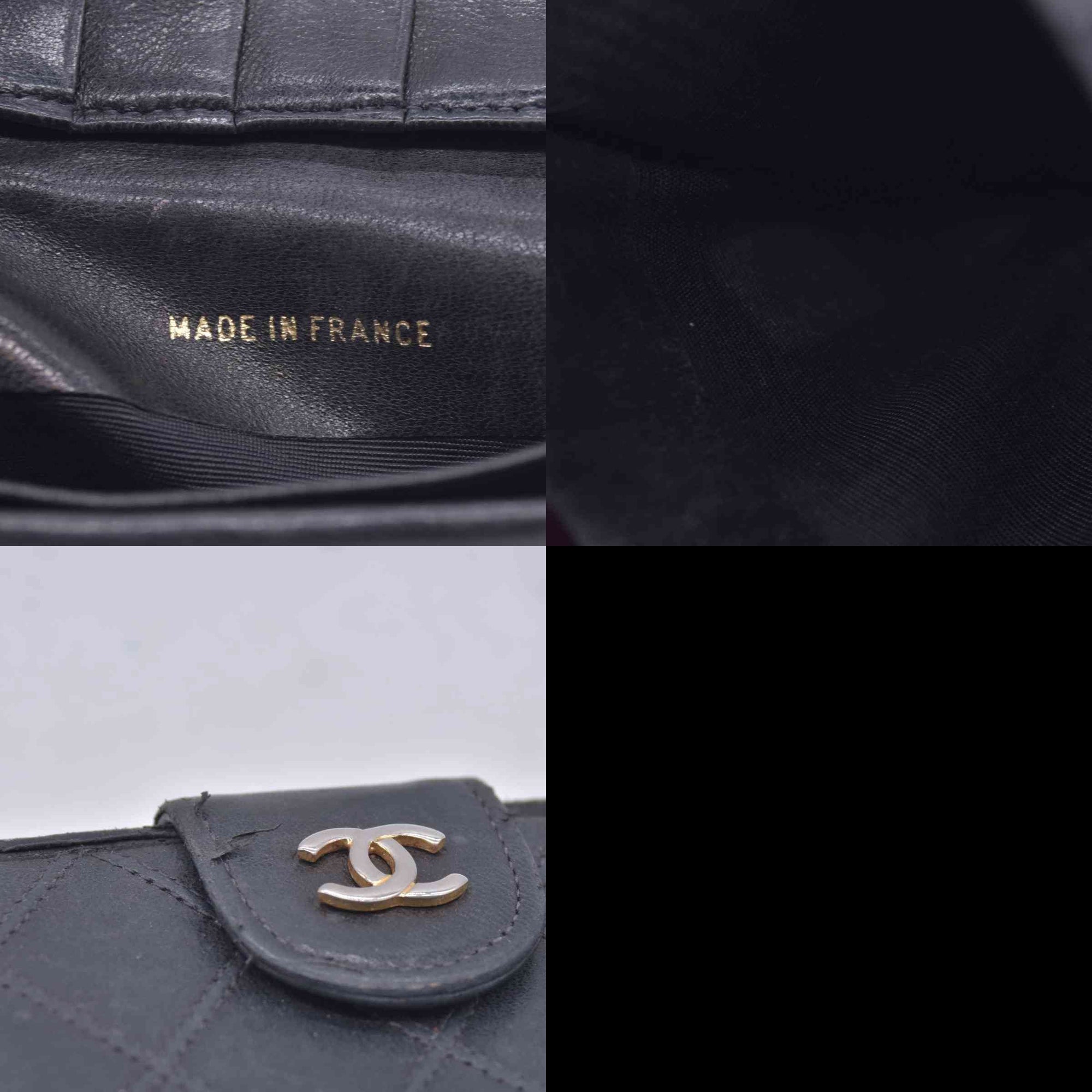 $950 CHANEL Black Quilted Leather Bifold Flap Wallet CONSIGNMENT 10021581