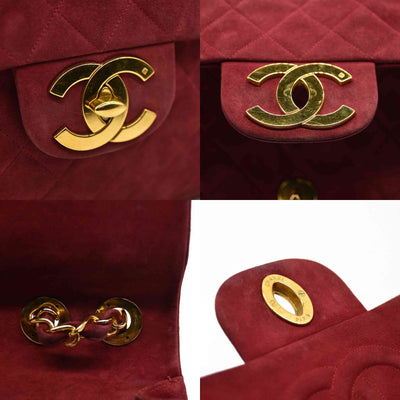 $7500 Chanel Suede Quilted Jumbo XL Single Flap Red CONSIGNMENT