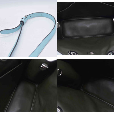 $3200 CHRISTIAN DIOR Lady Dior Medium Leather Tote Sky Blue CONSIGNMENT 10021442