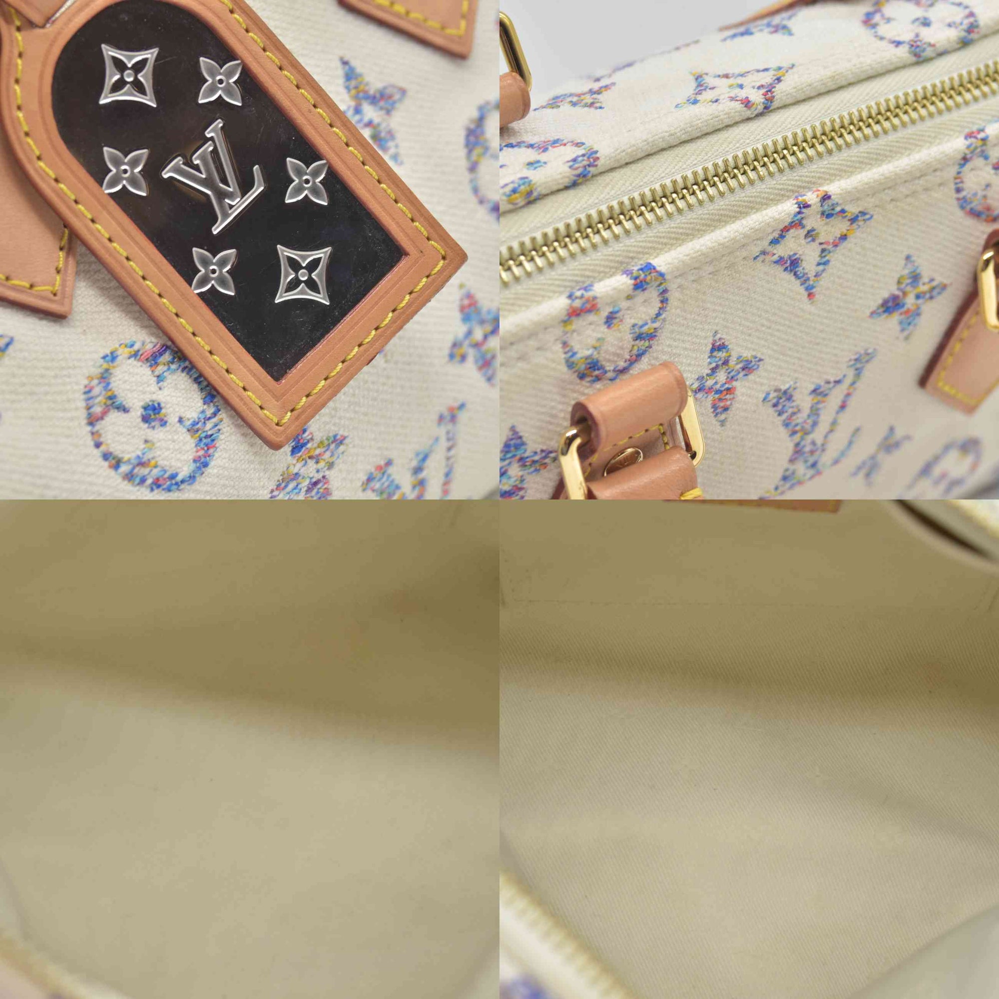 $2570 Louis Vuitton RFID Monogram Jacquard Fabric Speedy Bandouliere 20 Multicolor Beige