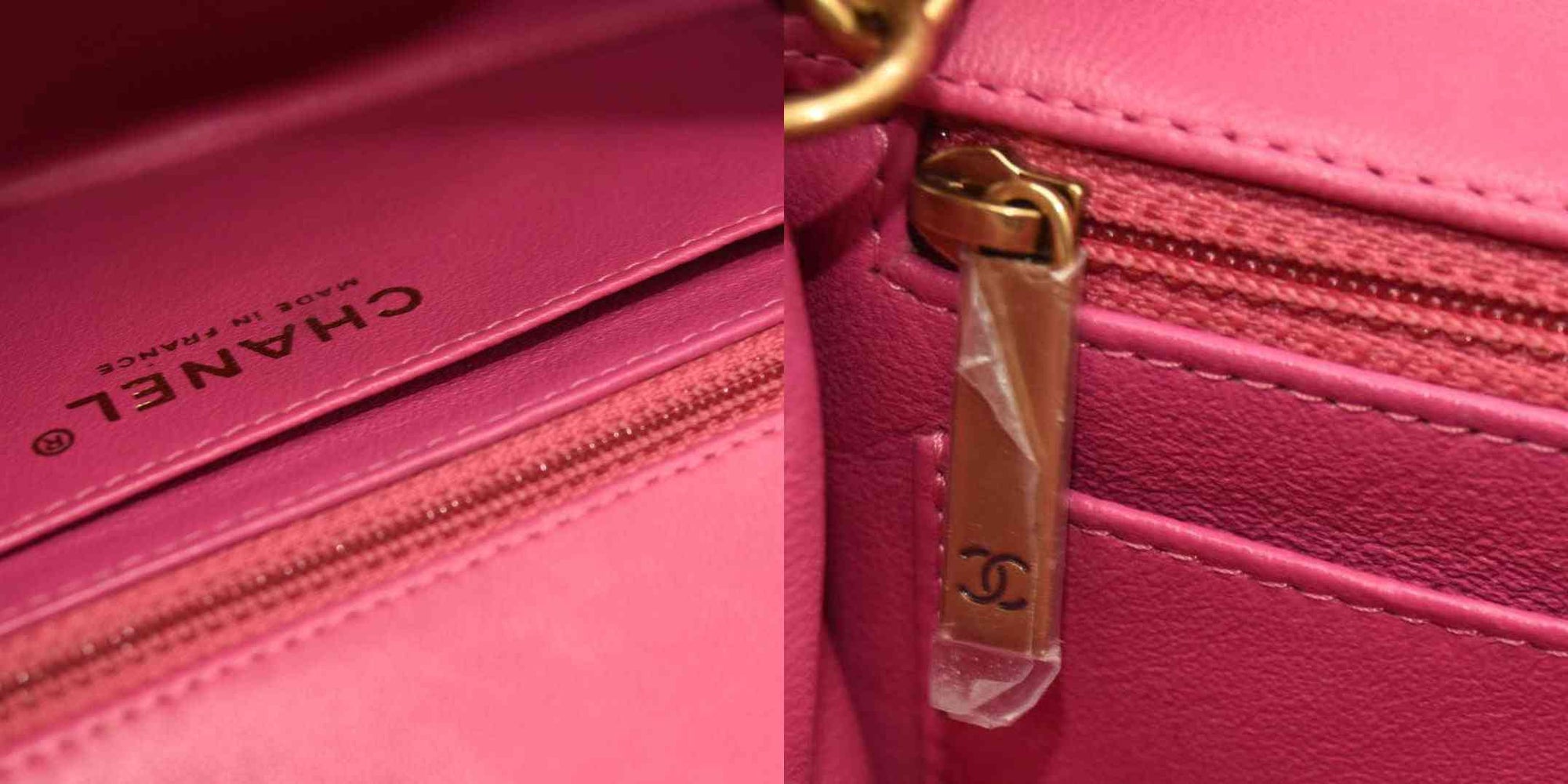 Chanel  Lambskin Chevron Quilted Mini Rectangular Flap Dark Pink 21*