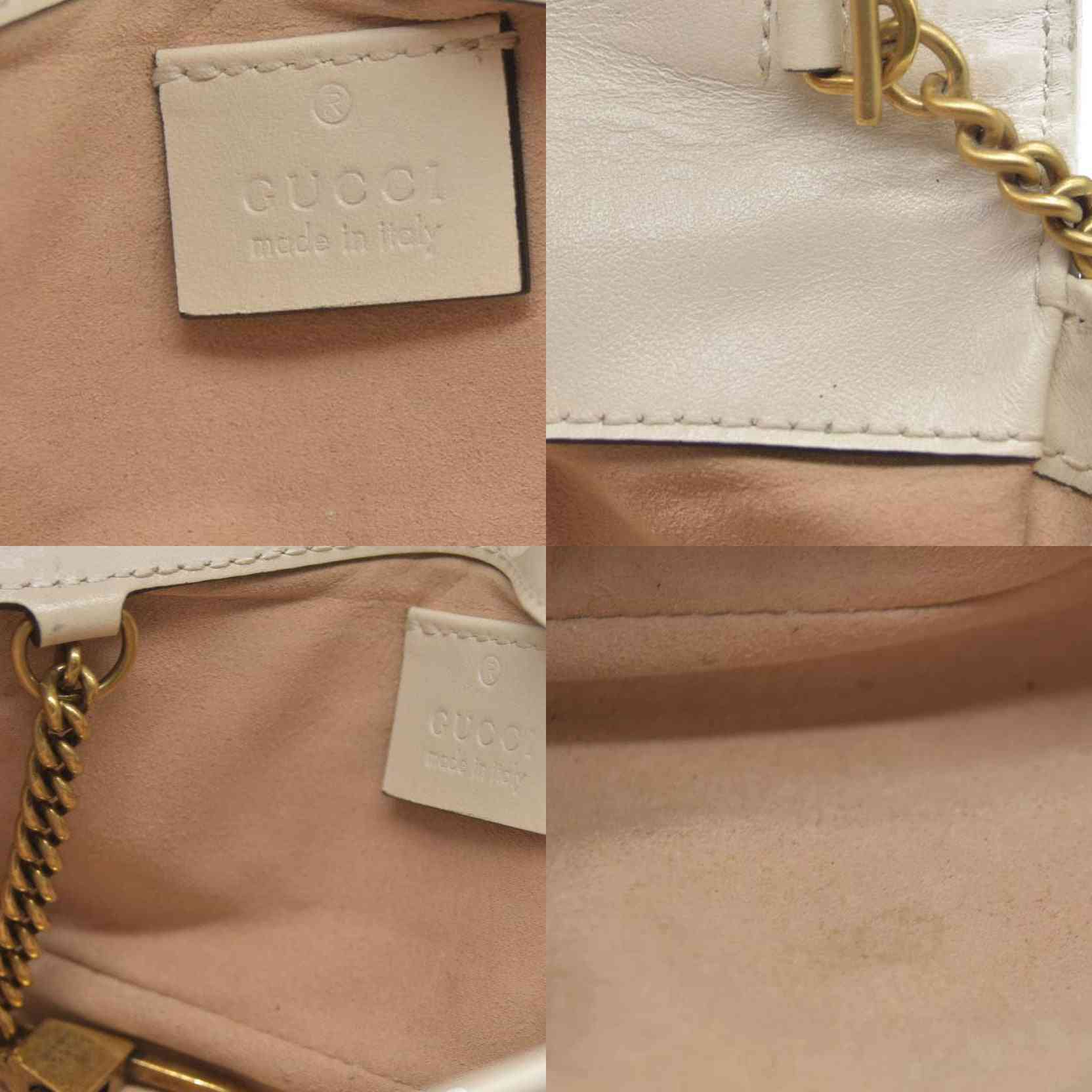 Gucci Super Mini Marmont Leather Shoulder Bag White GG Crossbody $1400
