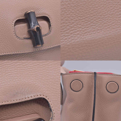 $1650 GUCCI Bamboo Daily Leather Top Handle Shoulder Bag Tan CONSIGNMENT 10021512