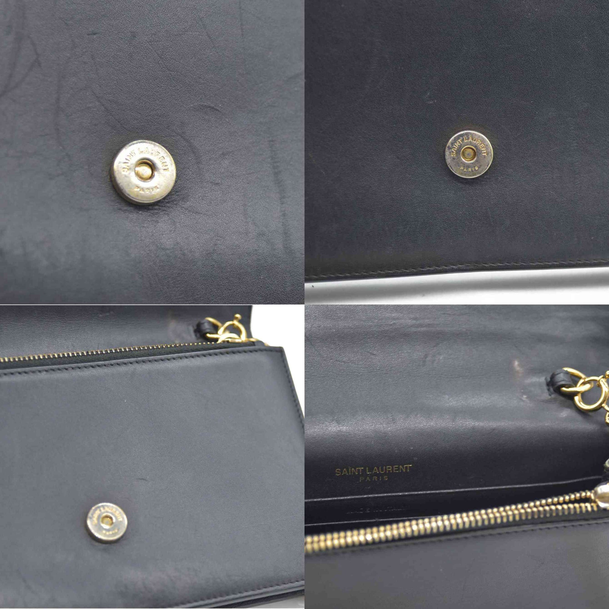 AUCTION $2400 Saint Laurent  Grain De Poudre Medium Classic Monogram Kate Tassel Satchel Black