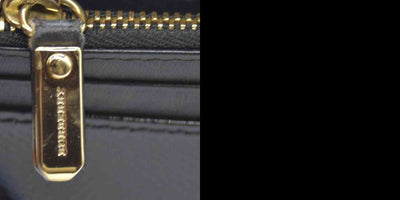 $620 Burberry Grainy Calfskin Patent Black Leather Porter Continental Wallet Black CONSIGNMENT
