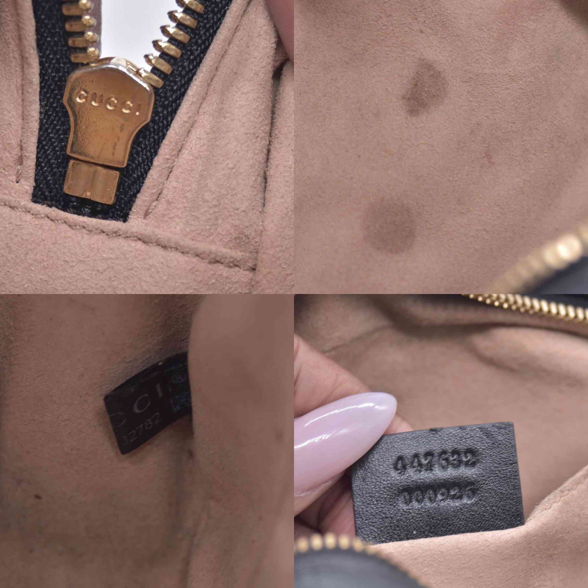 $1300 Gucci Monogram Matelasse Diagonal Small GG Marmont Chain Shoulder Bag Beige Black