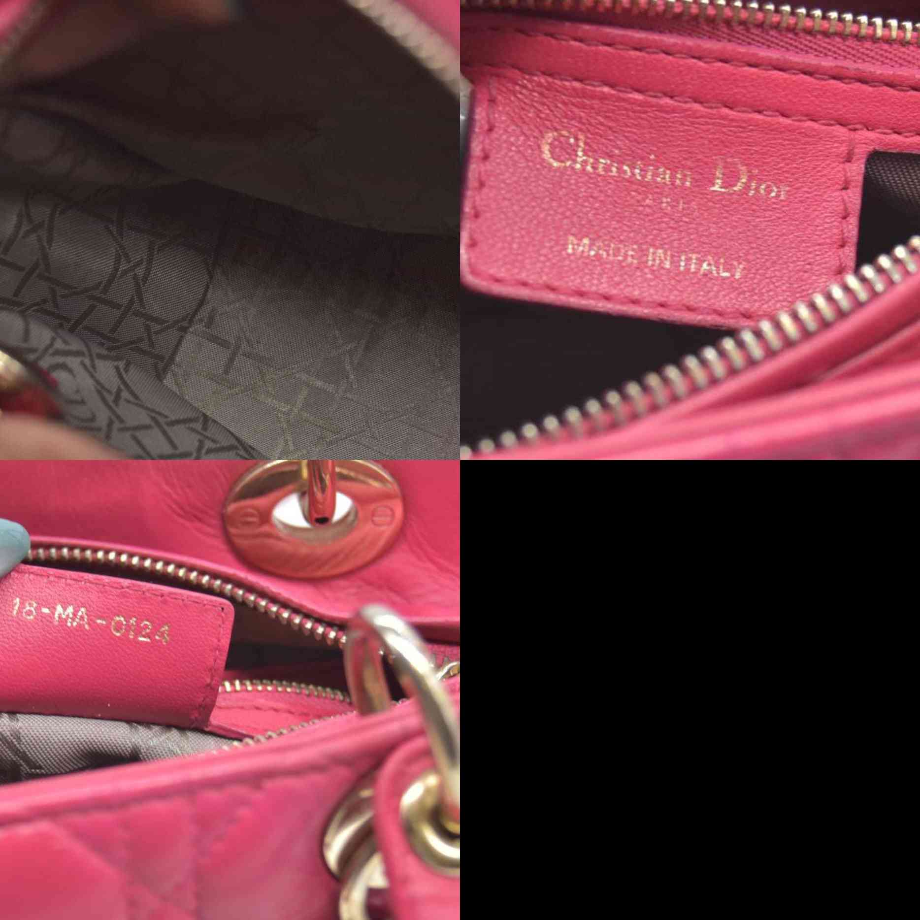 $6700 Christian Dior Lambskin Cannage Medium Lady Dior Fuchsia