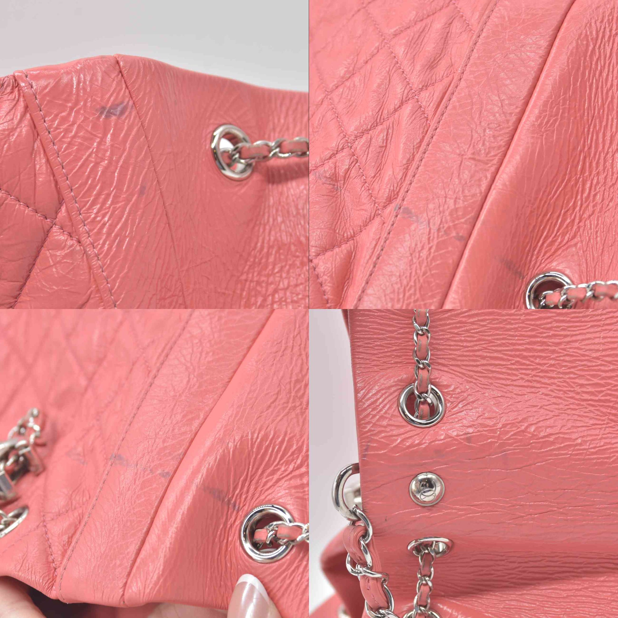 $4500 Chanel Pink CC Chain Drawstring Bucket Bag Leather
