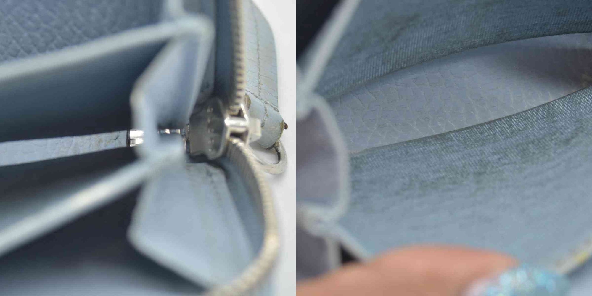 $660 Gucci Blue Calfskin Monochrome Dollar GG Marmont Zip Around Card Holder