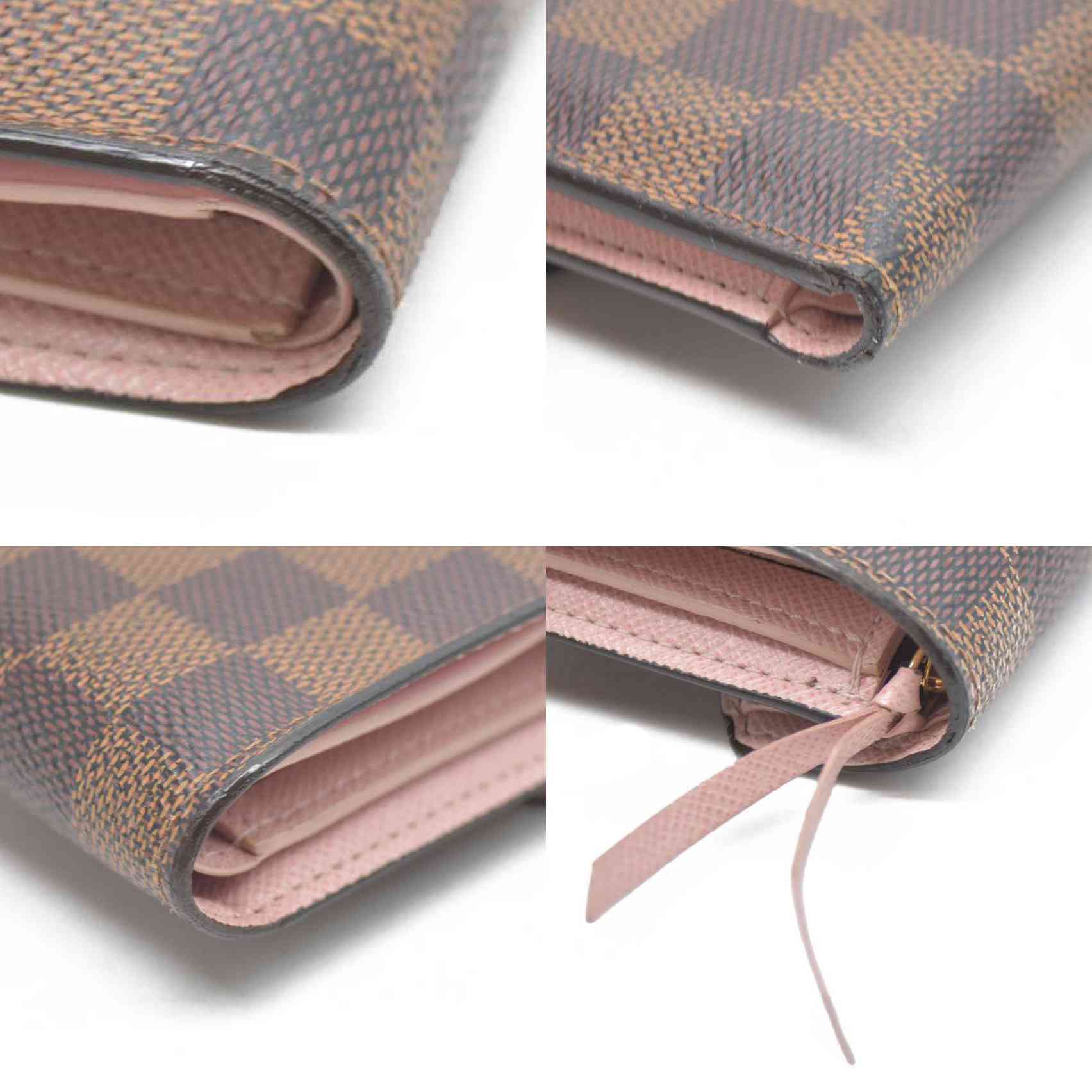 $605 Louis Vuitton Damier Ebene Victorine Wallet Rose Ballerine