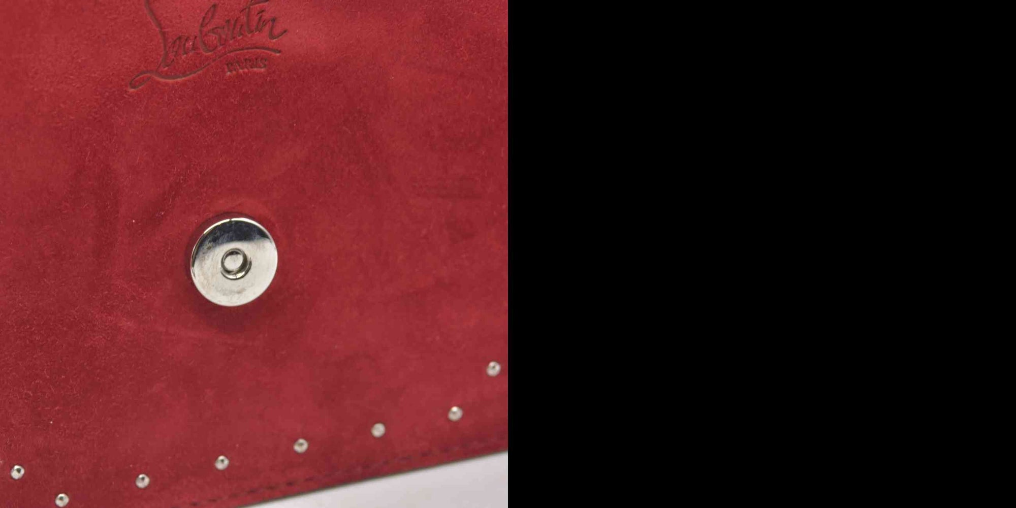 $1290 Christian Louboutin Loubi54 Clutch Red Suede Polka Dot Print