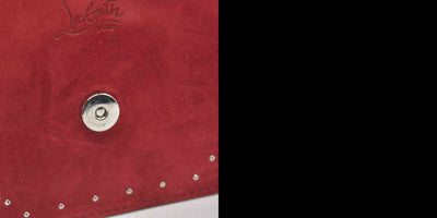 $1290 Christian Louboutin Loubi54 Clutch Red Suede Polka Dot Print