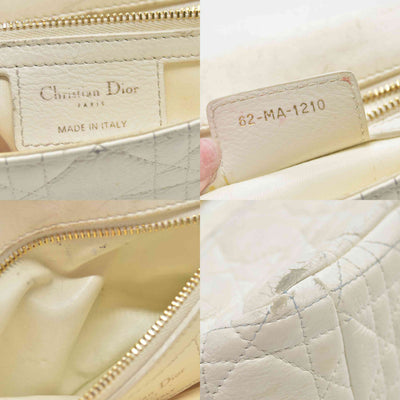$4400 Christian Dior Lambskin Cannage Small Caro Bag Ivory