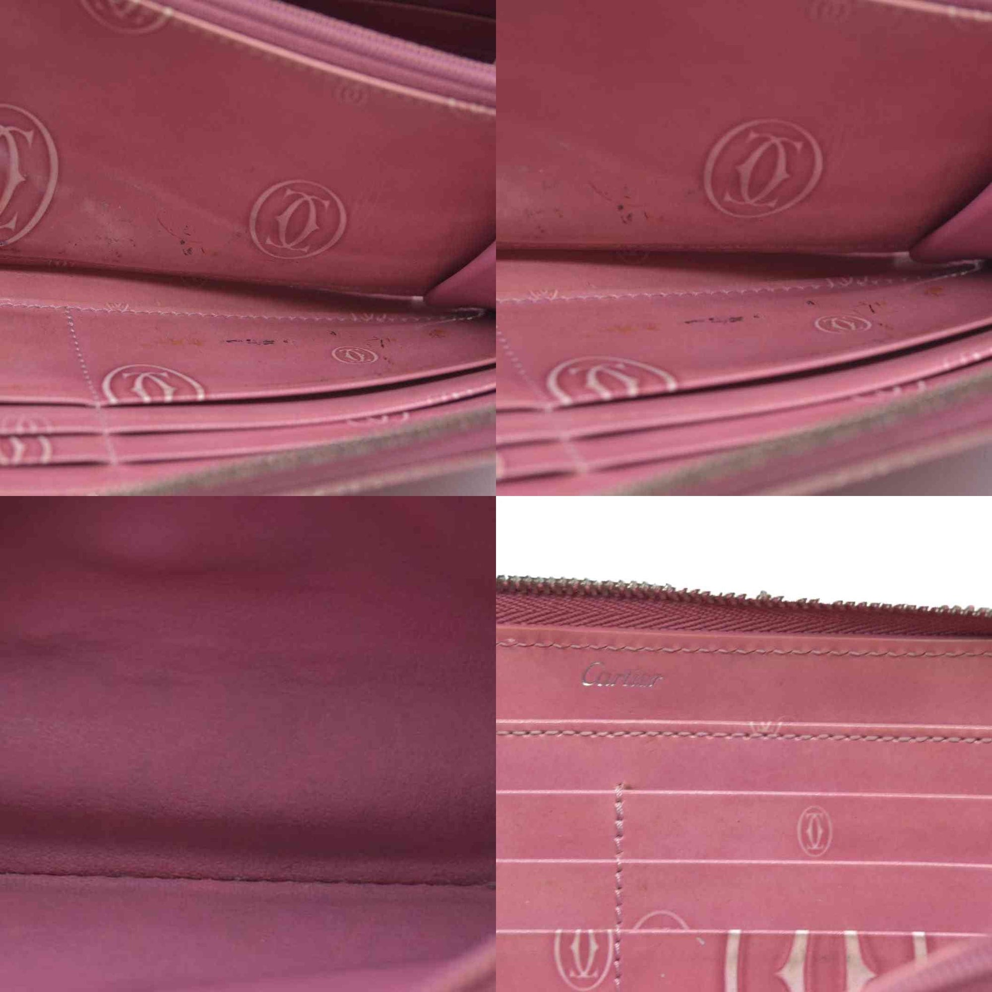 Cartier Patent leather Logo Wallet Pink