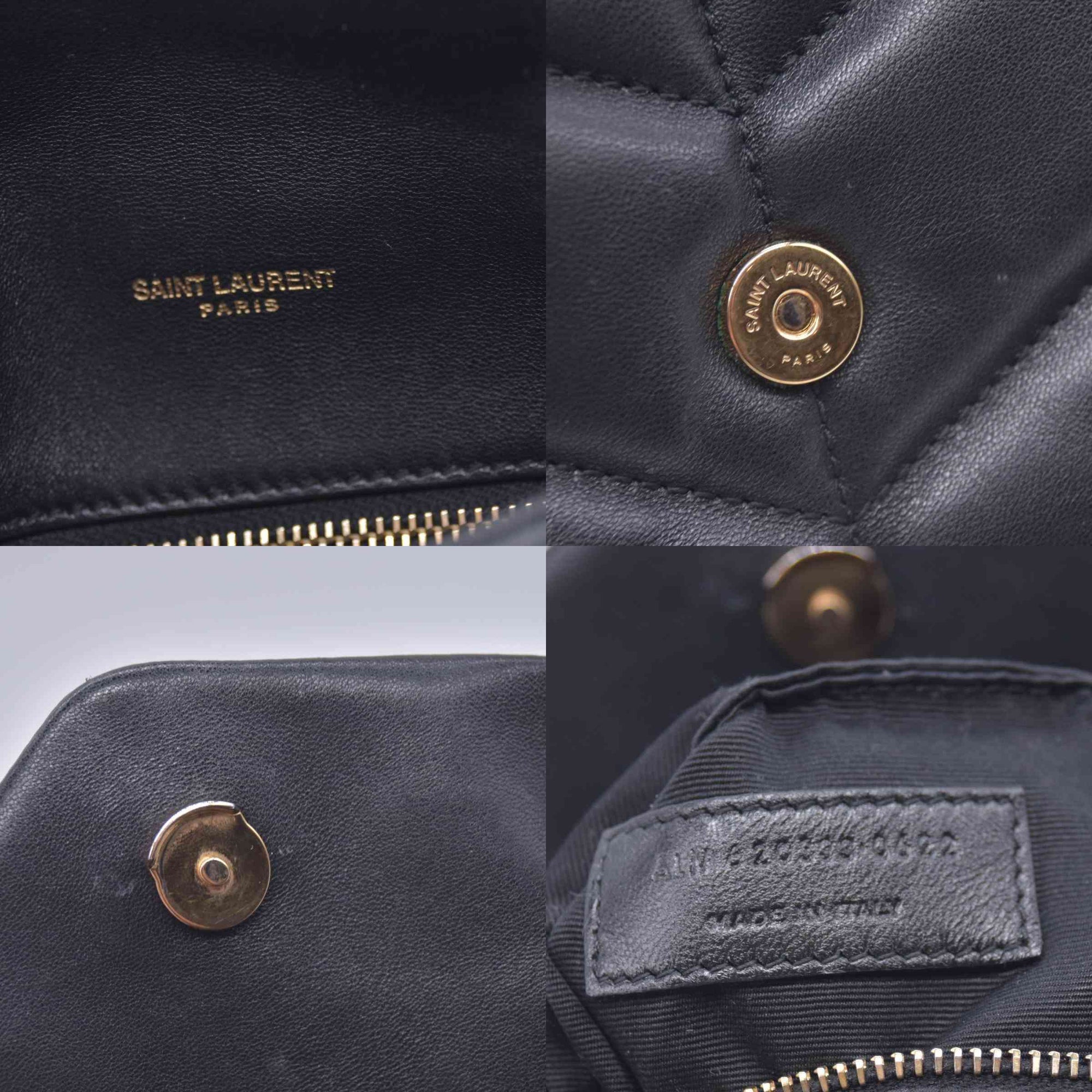 $2490 2022 Saint Laurent Lambskin Quilted Toy Loulou Puffer Monogram Chain Satchel Black