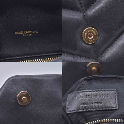 $2490 2022 Saint Laurent Lambskin Quilted Toy Loulou Puffer Monogram Chain Satchel Black